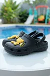Siyah Sarı Ayıcıklı Kreş Sahil Plaj Havuz Terliği Unisex Çocuk Terlik & Sandalet