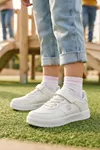 Beyaz Cırtlı Unisex Çocuk Spor Ayakkabı Günlük Sneaker