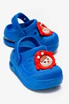 Saks Mavi Emojili Günlük Sahil Plaj Havuz Işıklı Çocuk Terlik & Sandalet