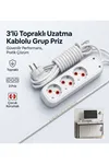 Grup 3'lü Ara Kablo Topraklı Üçlü Priz (3 METRE)