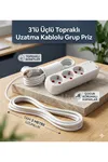 Grup 3'lü Ara Kablo Topraklı Üçlü Priz (3 METRE)