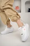 Bej Pudra Ortopedik Kadın Spor Ayakkabı Konforlu Günlük Sneaker