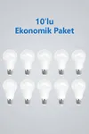 9w Led Ampul Beyaz Işık E27 Duy Uyumlu Tasarruflu 10'lu Ekonomik Paket Ev Ofis Tavan Aydınlatma