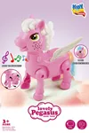 Işıklı Sesli Pilli Yürüyen At Oyuncağı Pony Oyuncağı Pembe ve Mavi