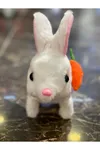 Elektronik Pilli Sesli Zıplayan Hareketli Havuçlu Peluş Tavşan 18x17 Cm.
