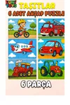 Taşıtlar Temalı Eğitici Ahşap Puzzle | Bisiklet, İtfaiye, Uçak, Araba, Tren, Traktör | 3-6 Yaş