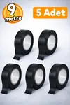 İzole Pvc Elektrikçi Elektirik Kablo Bandı Siyah Renk Bant Bandı Eni: 1.9 cm Uzunluk: 9 Metre 5 Adet